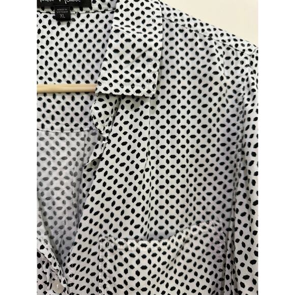 Velvet Heart Women's White Black Polka Dot Pattern Button Up Shirt Size XL - Picture 4 of 6